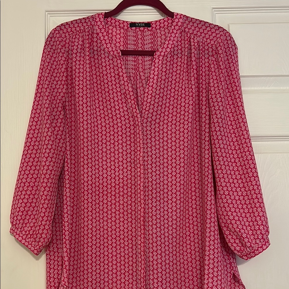 NYDJ Fuchsia Geometric Blouse - Picture 3 of 3